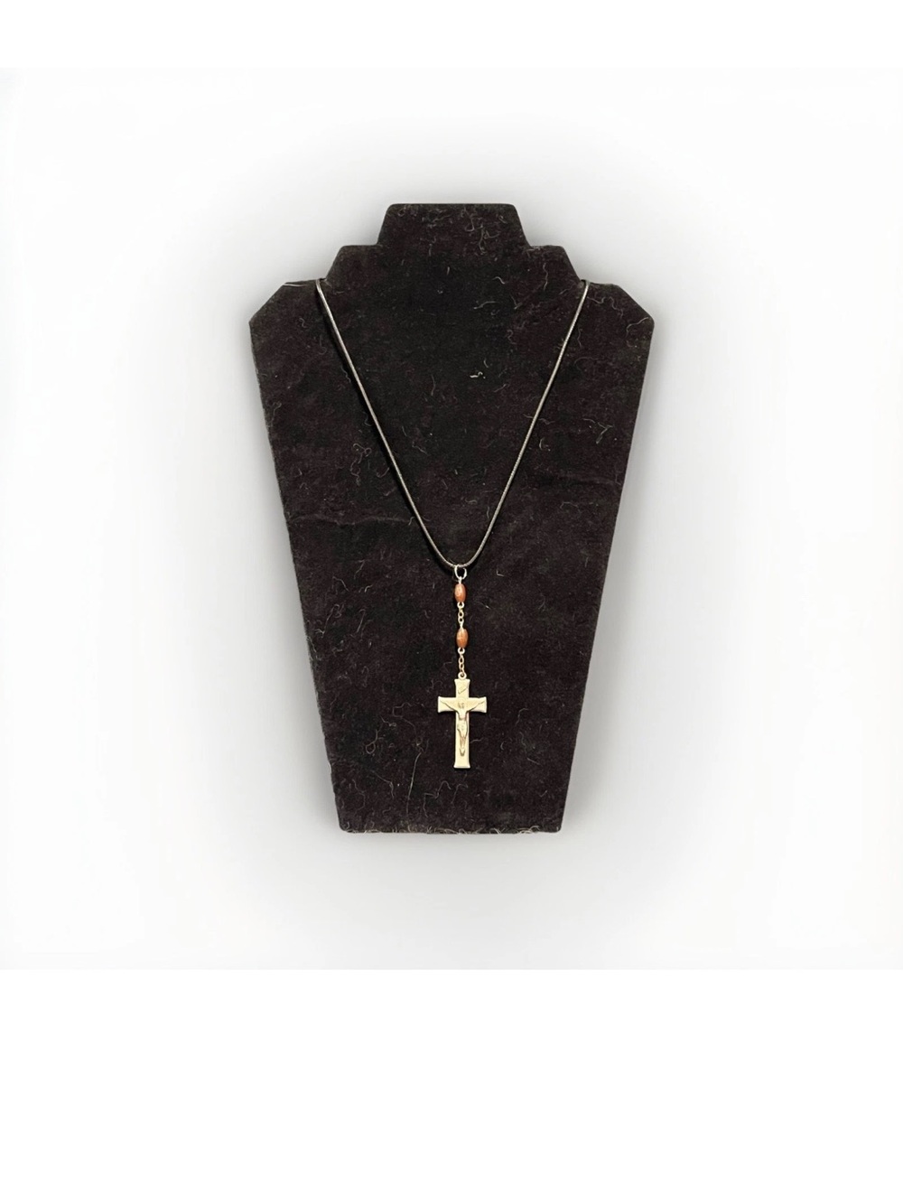 Women's Gold Cross Pendant Necklace with Bead Accents